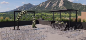 View of the Boulder Flatirons from VUE Boulder